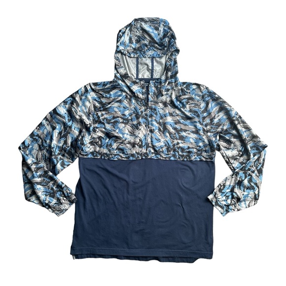 Under Armour Other - Under Armour Anorak Windbreaker Hoodie Mens Pullover 1/4 Half Zip Blue Camo XXL